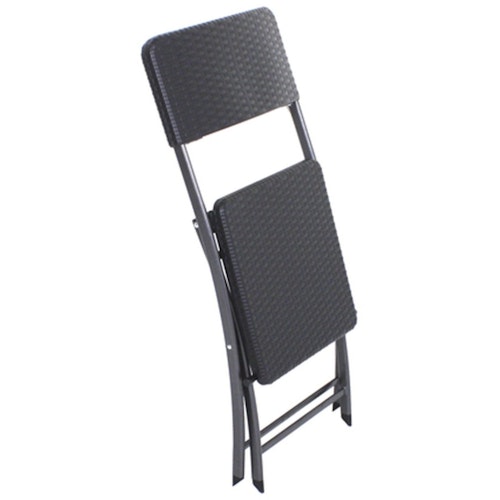 Garden Pleasure Balkonmöbel Set VENTANA, Klapptisch 62 x 62 cm + 2 Klappstühle, Stahl Dunkelgrau / Kunststoff Schwarz