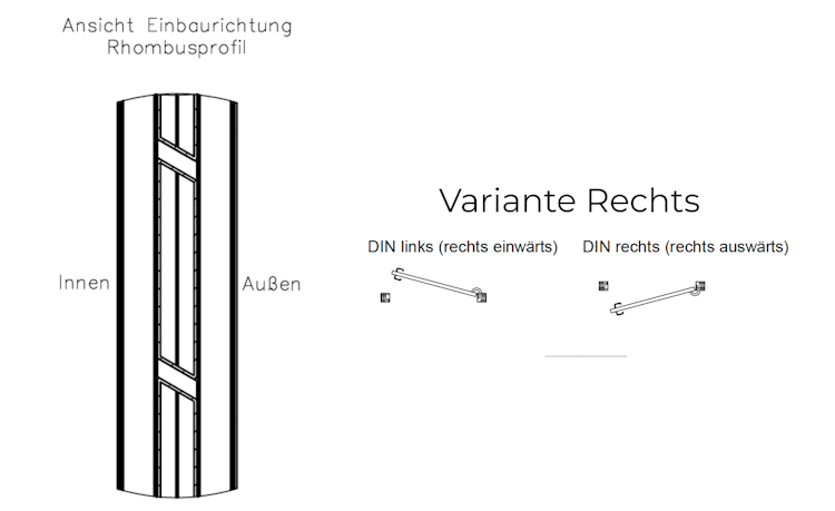 dz VIDUAL Swing Einzeltor Pure 100 x 20 mm Rhombusprofil - DIN Rechts