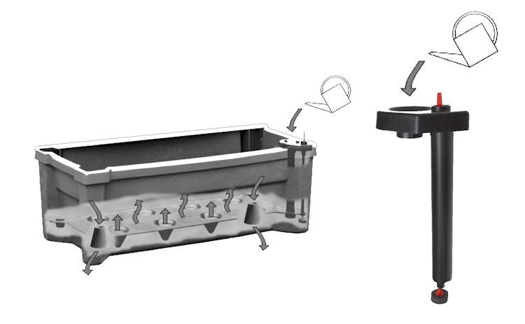 KHW Calypso Pflanzkasten auf Rollen mit Bewässerungssystem + modularem Spalier