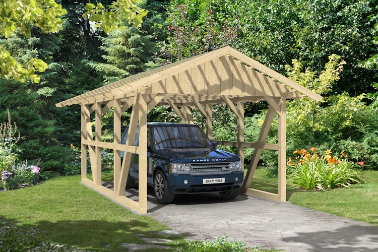 Skan Holz Schwarzwald - Satteldach Einzelcarport Breite 424 cm