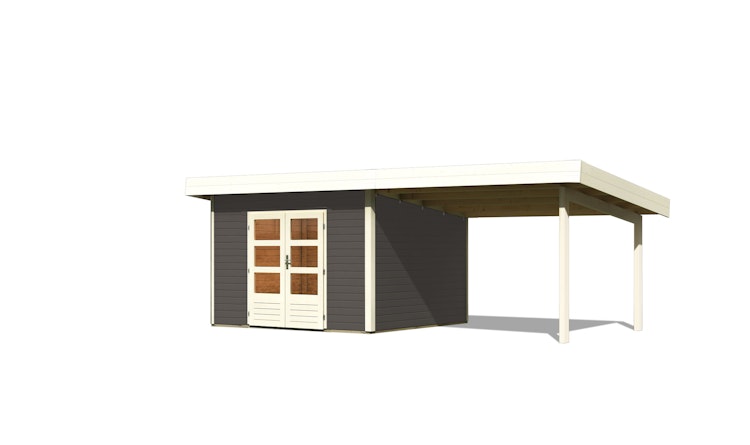 Karibu Woodfeeling Gartenhaus Northeim 3 inkl. 300 cm Schleppdach/Seiten- und Rückwand