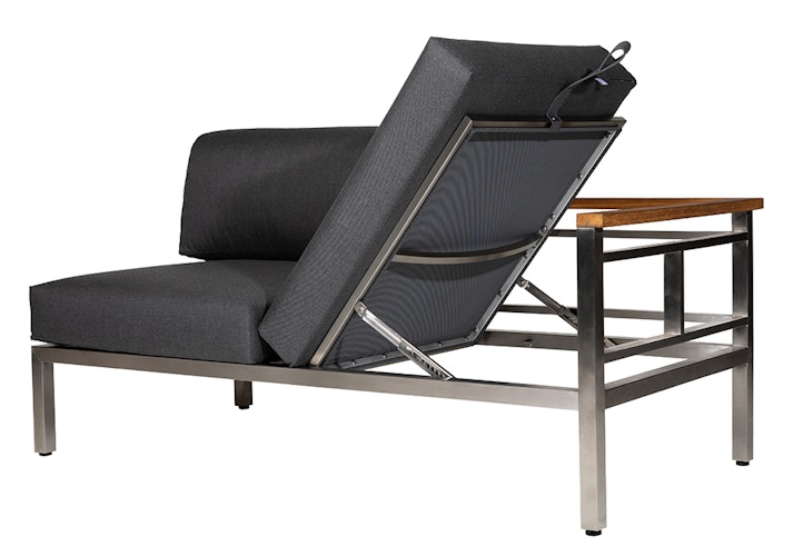Diamond Garden 2er Loungesofa GOMERA Sun & Rain rechts, Edelstahl / Tuvatextil (100 % Polyacryl) Schwarz/Silber