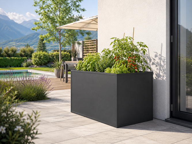 KGT Aluminium Hochbeet 130 - Profile anthrazit - B1,21 x T0,91 x H0,77 m - 700 l