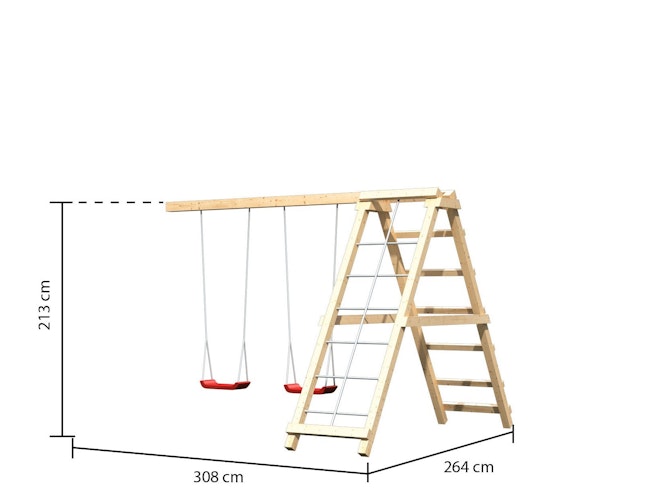 Akubi Doppelschaukel Anbau inkl. Klettergerüst passend zu Anna, Danny, Frieda Lotti, Luis und Löwenherz