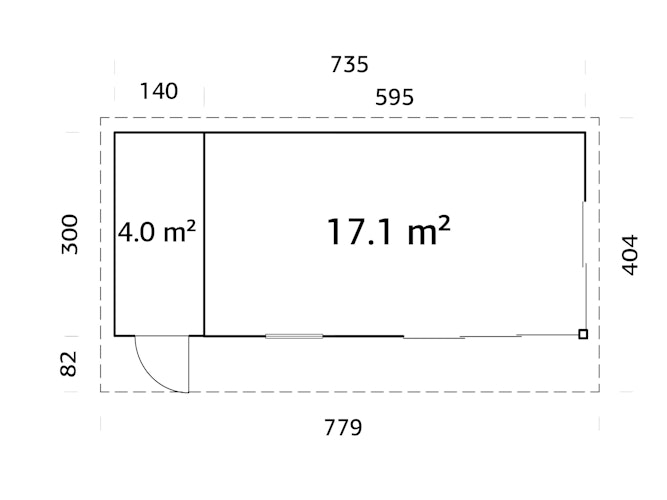 Palmako Gartenhaus Andrea 21,1 m² Slide - 44 mm