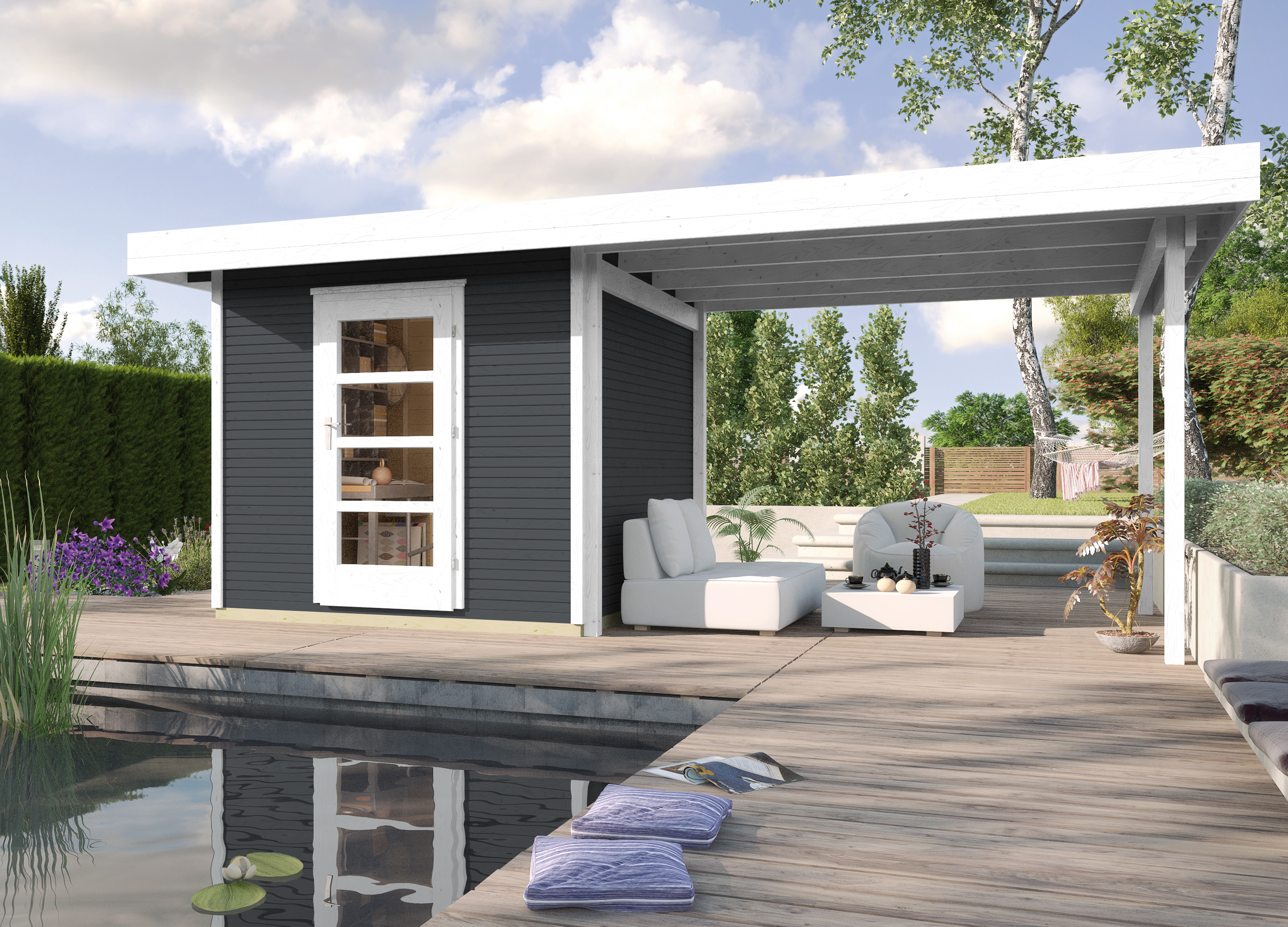 Weka Gartenhaus Designhaus wekaLine 172 B mit Anbau (295 cm)