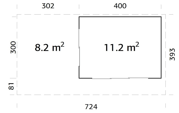 PRE:GA Gartenhaus Blauen Leimholz mit Isolierglas-Schiebetüren mit-Schleppdach 700 x 300 cm