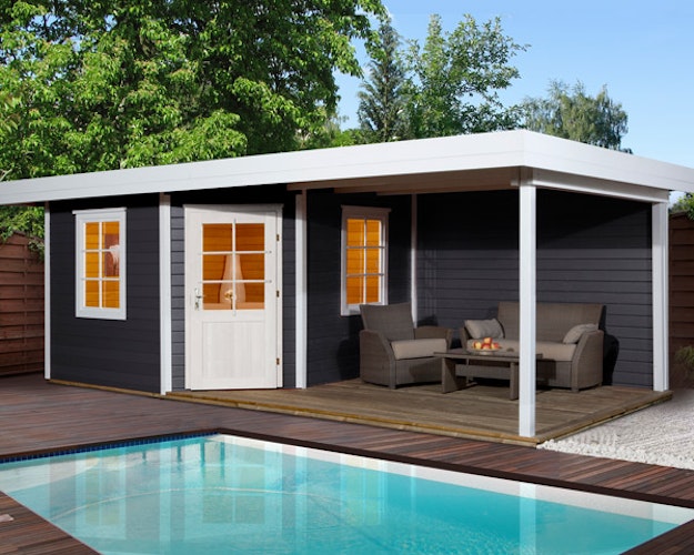 Weka Designhaus 213 B 28 mm inkl. 300 cm Anbau