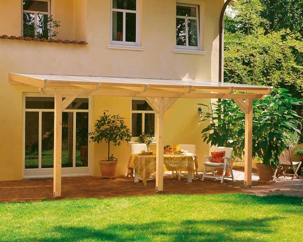 Skan Holz Terrassenüberdachung Andria mit Mittelpfosten Breite 541 cm