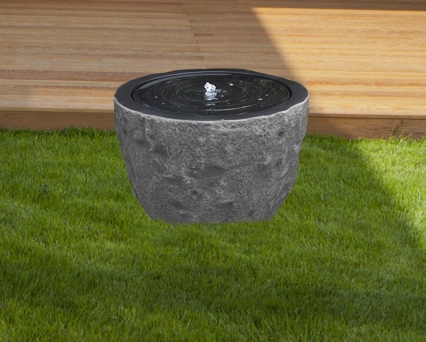 Gardenforma Wasserspiel Curitiba grau, Polyresin inkl. Pumpe und LED-Beleuchtung