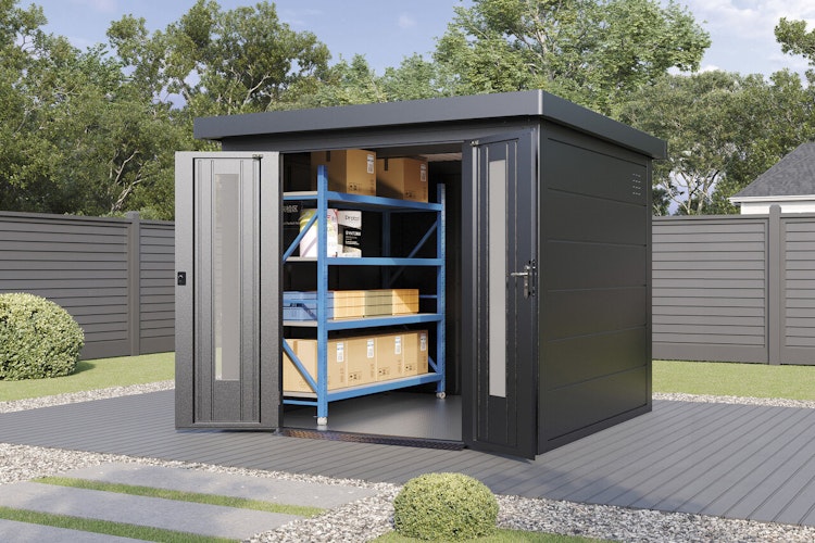 Wolff Finnhaus Premium Metall Gartenhaus Eirik 2424 Anthrazit