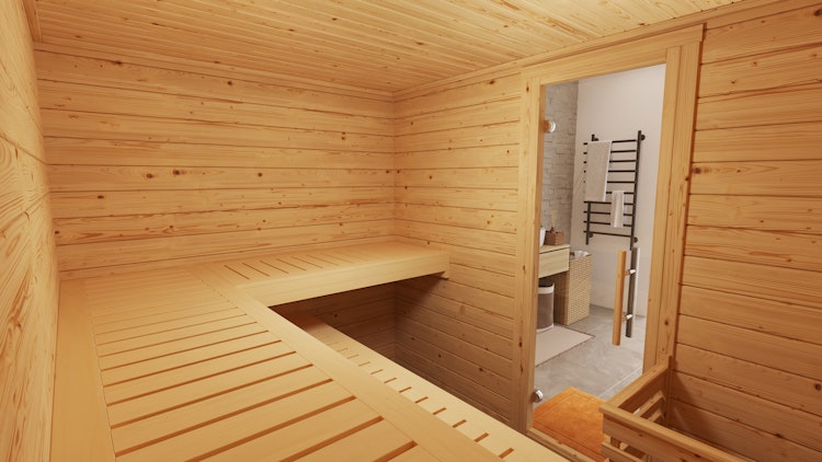 Weka Premium Massivholzsauna Bergen 3 Familiensauna - 45 mm