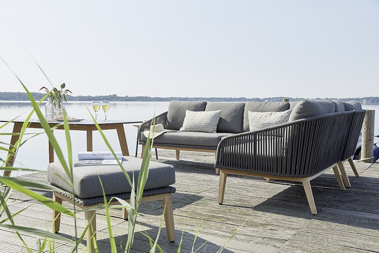 Diamond Garden Modullounge lange Ecke rechts PALMA, Premium Teak / Alu / Rope / Sunproof (100 % Polypropylen) - Auslaufartikel