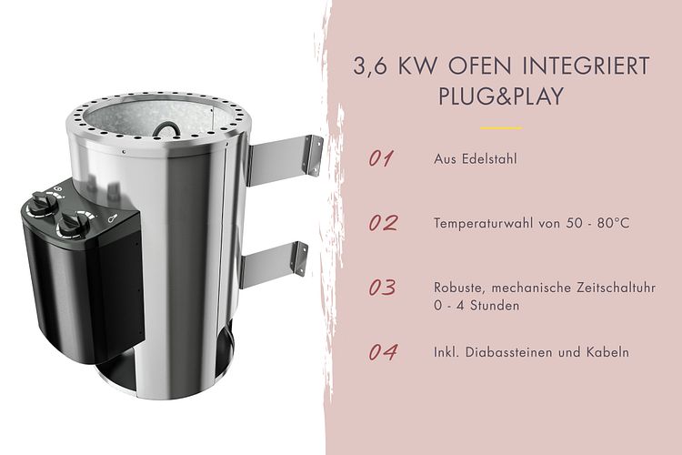 Karibu Sauna Valida  (Eckeinstieg) - 28 mm Massivholz Aktionssauna 230 Volt Plug & Play