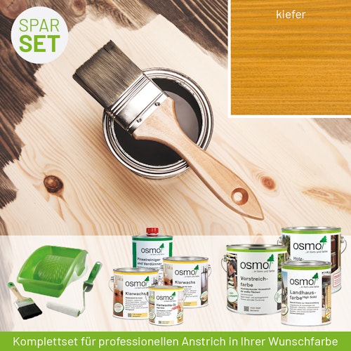 Innen- und Außenanstrich Komplettset für Gartenhäuser von 10 bis 15 m² Grundfläche (Lasur)