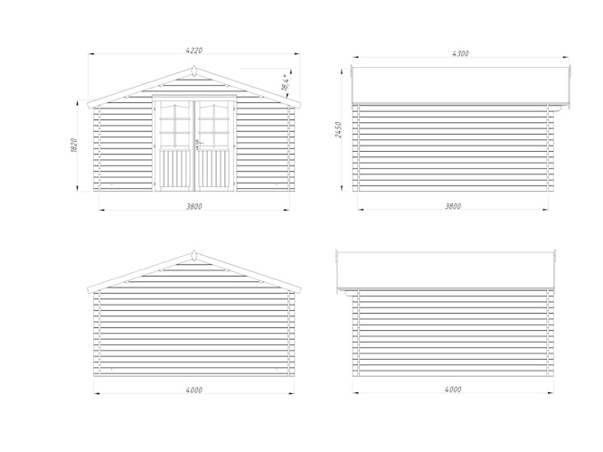 Palmako Gartenhaus Lotta 13,9 m² - 34 mm