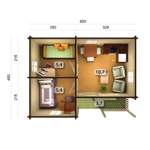 Palmako Ferienhaus Sandra 21,5 + 3,7 m² - 70 mm