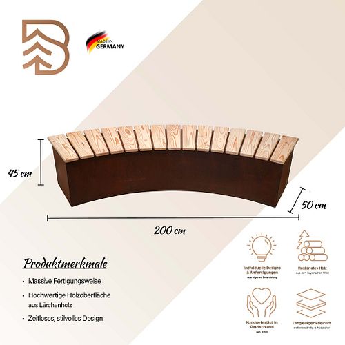 Badeko Sitzbank „Modell Karlsruhe“ 200 cm in Edelrostoptik