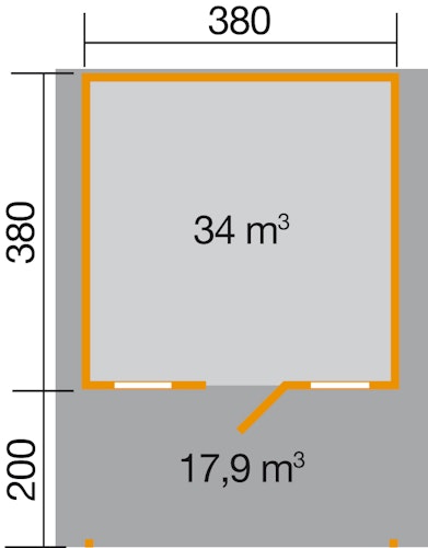 Weka 45 mm Gartenhaus 135 A mit Vordach (200 cm)