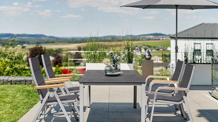 Kettler Stapelsessel GRANADA PADDED, Aluminium Silber / Outdoorgewebe Anthrazit - Auslaufartikel / Einzelstück