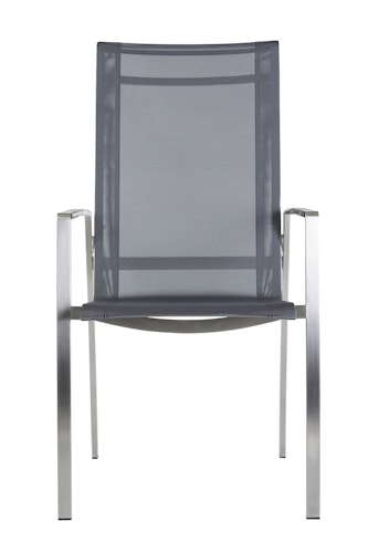 Diamond Garden Stapelstuhl VENEDIG Hoch Edelstahl / Sunproof Sling Schwarz/Silber