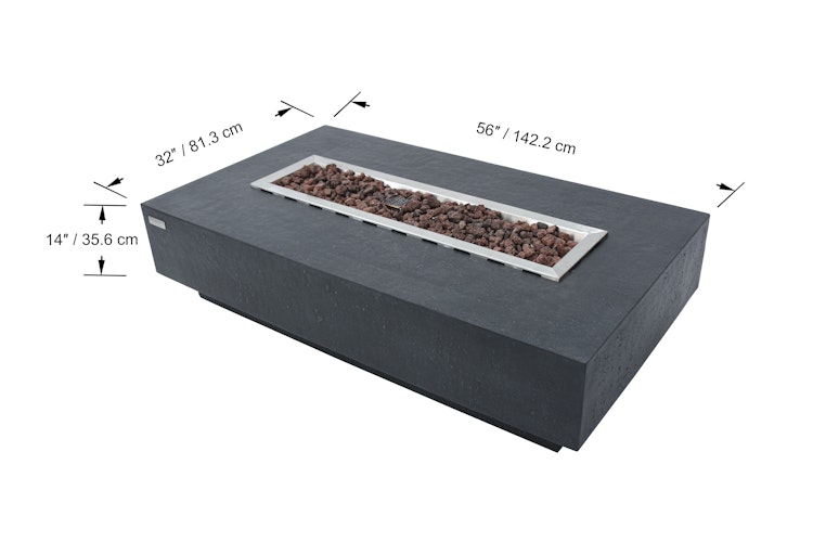 Gardenforma Gas Feuerstelle Vancouver in Beton-Optik dunkelgrau