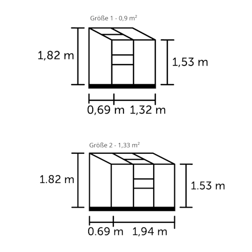 Halls Gewächshaus Altan - 0,91 m² / 1,33 m² Farbe: Aluminium