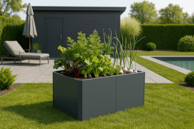 Premium Hochbeet aus Stahl anthrazit 120 x 80 x 75 cm