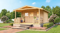 Weka 28 mm Gartenhaus 111 B mit Vordach und Terrasse (200 cm)
