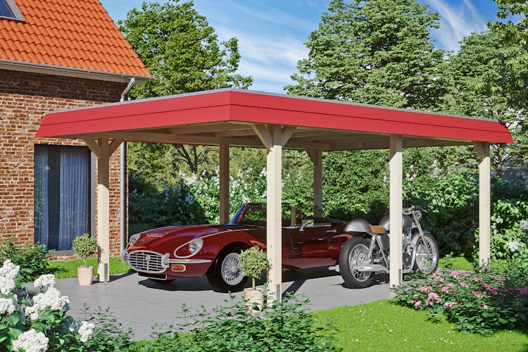 Skan Holz Wendland - Walmdach Carport aus Leimholz Breite 409 cm