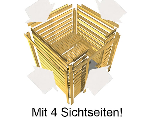 Karibu Woodfeeling Sauna Mia - 38 mm Massivholz Aktionssauna inkl. gratis Sauna-Zubehörset im Wert von 234,94 €