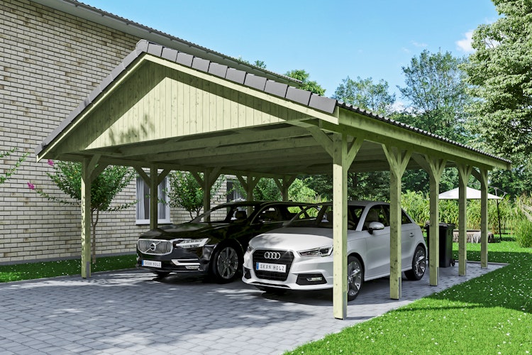 Skan Holz Wallgau - Satteldach Doppelcarport Breite 620 cm