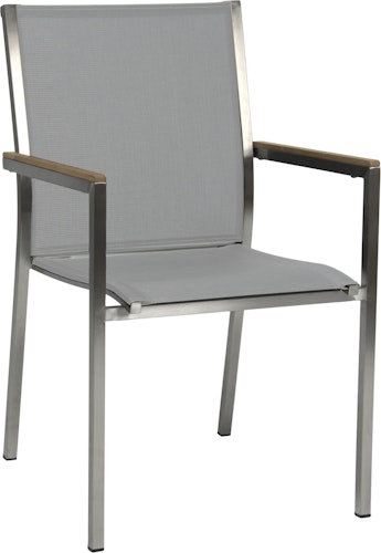 STERN Gartenmöbel-Set POLARIS 3, Ausziehtisch 162/220 x 90 + 6 Stapelsessel, Edelstahl / Teak