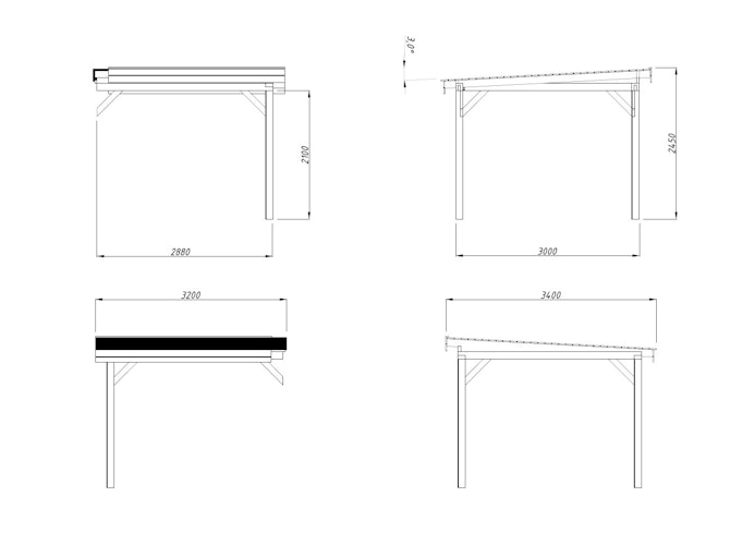 Palmako zusätzliches Dach für Connect Lenna 8,3 m² - mit zwei Pfosten 