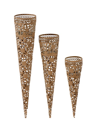 Garden Pleasure Kerzenhalter mit Glaseinsatz, 3er Set, Stahl Rost-Optik