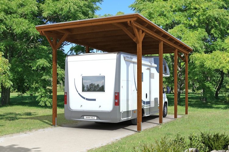 Skan Holz Caravan-Carport Emsland 404x846 cm mit erhöhter Einfahrt