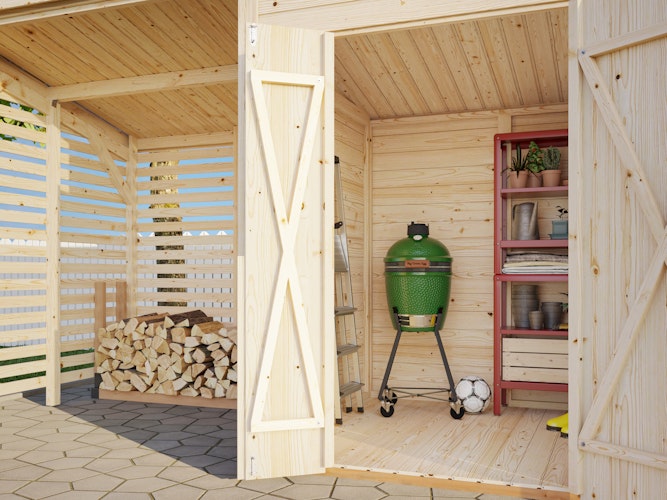 Palmako Gerätehaus Leif 3,0 m² + 2,9 m² Anbau - 16 mm