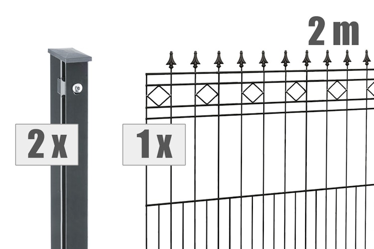 dz Schmuckzaunset Residenz klassik RIMINI Pfosten VAP mit Profilabdeckschiene