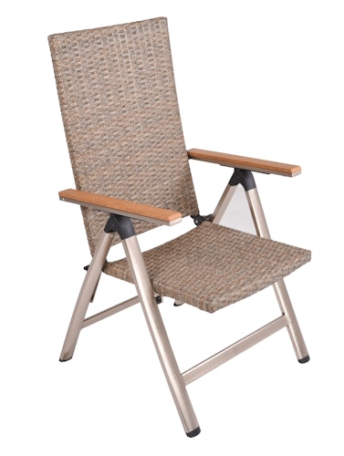 Garden Pleasure Gartenmöbel Set FLORENCE 08, Tisch 150 x 90 + 4 Hochlehner, Aluminium / Nonwood / Polyrattan