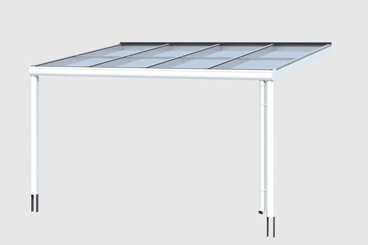 Skan Holz Aluminium Terrassenüberdachung Modena Breite 434 cm mit Echtglas-Dach