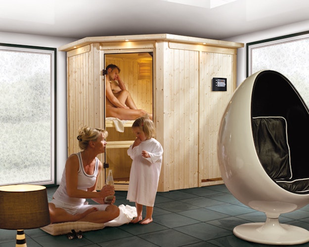 Karibu Sauna Saja - 68 mm Systemsauna - 230 Volt Plug & Play inkl. gratis Sauna-Zubehörset im Wert von 234,94 €