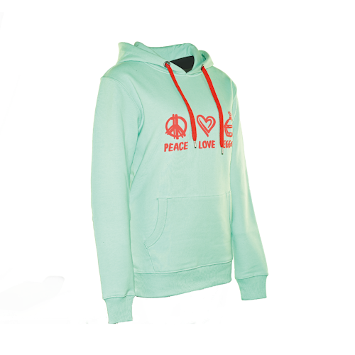 Big Green Egg Hoodie - Peace-love-Eggs - Mint/Coral
