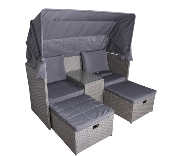 Garden Pleasure Relax-Lounge SAINT-TROPEZ,  Polyrattan Grau / Kissen 100 % Polyester  Silbergrau
