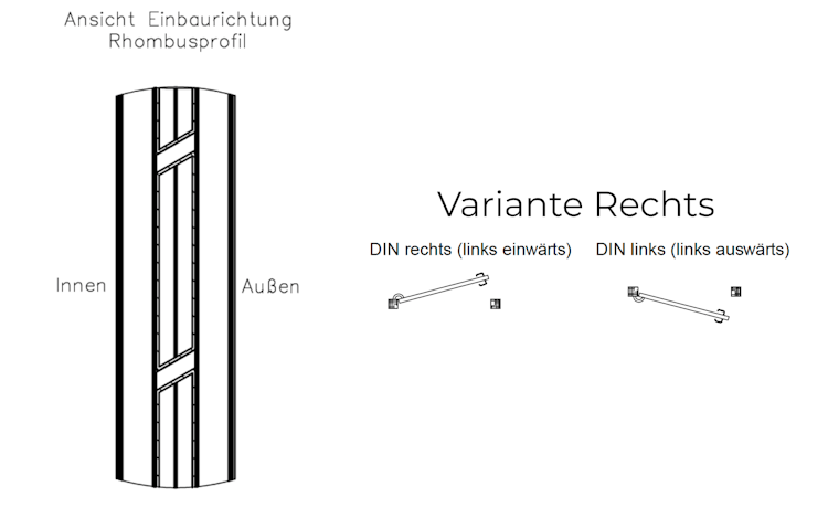 dz VIDUAL Swing Einzeltor Pure 100 x 20 mm Rhombusprofil - DIN Rechts
