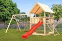 Vorschaubild Akubi Kinderspielturm Luis mit Doppelschaukel, Netzrampe und Wellenrutsche