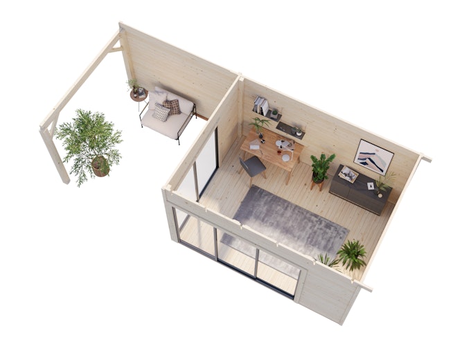 Palmako Gartenhaus Andrea 11,2 +7,9 m² mit Schiebetür - 44 mm