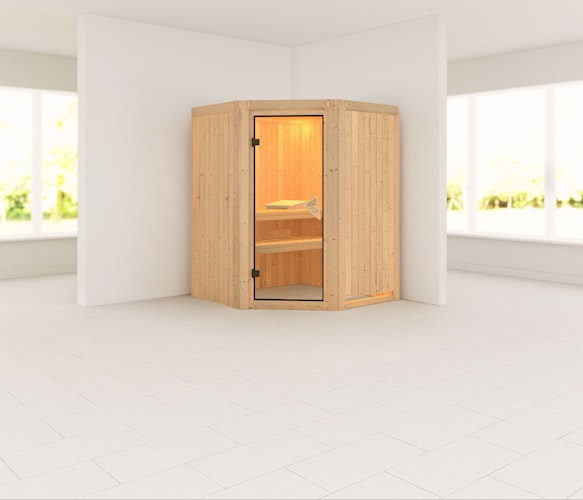 Karibu Sauna Nanja - 68 mm Systemsauna - 230 Volt Plug & Play inkl. gratis Sauna-Zubehörset im Wert von 234,94 €