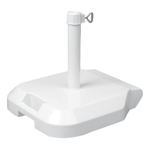 Delschen Schirmständer mit Handgriff & Rollen, Alu-Rohr Ø 26-44 mm, 28 kg, Betongefüllt, Weiß - Abverkauf