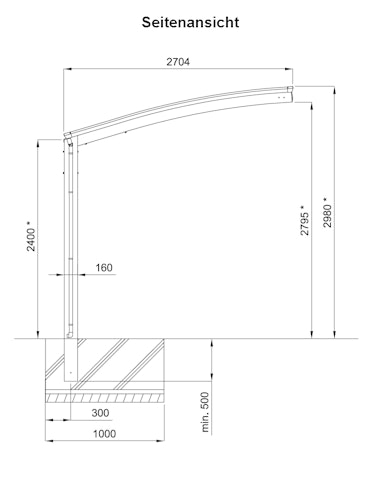 Ximax Carport Portoforte Typ 60 495 x 270 cm