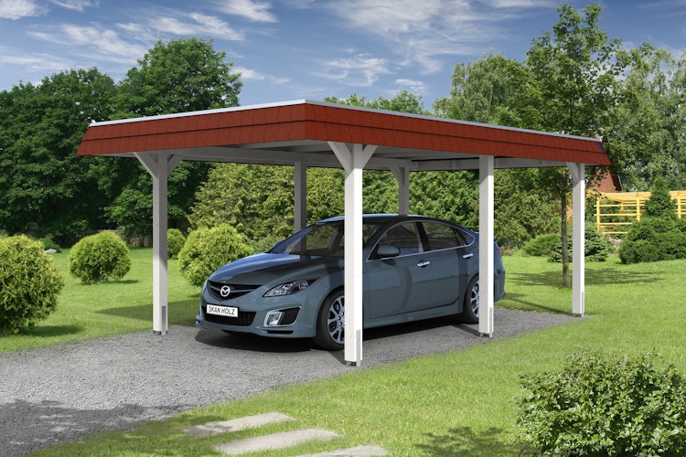 Skan Holz Wendland - Walmdach Carport aus Leimholz Breite 362 cm